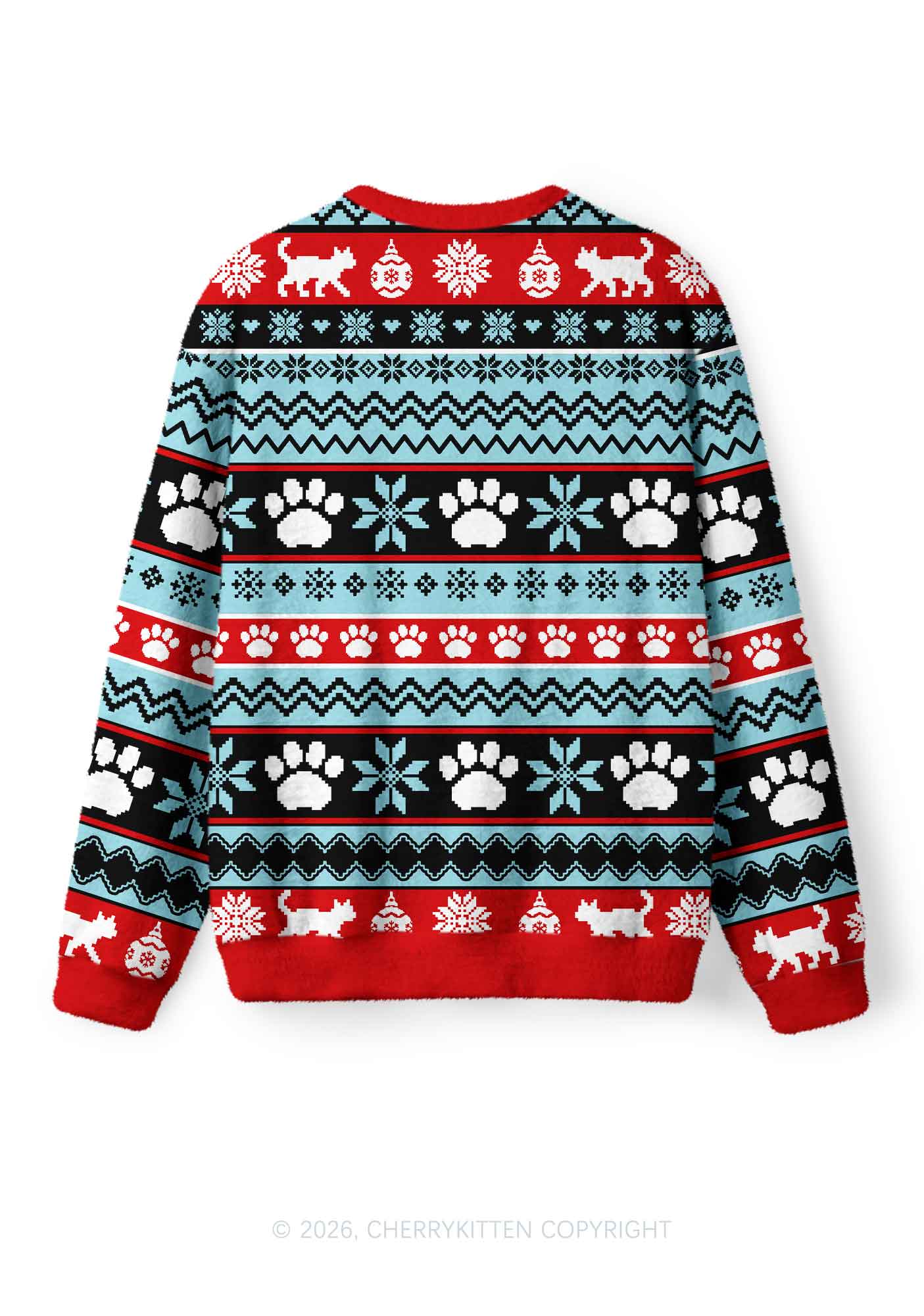 The Cat Lady Y2K Christmas Knit Sweatshirt Cherrykitten