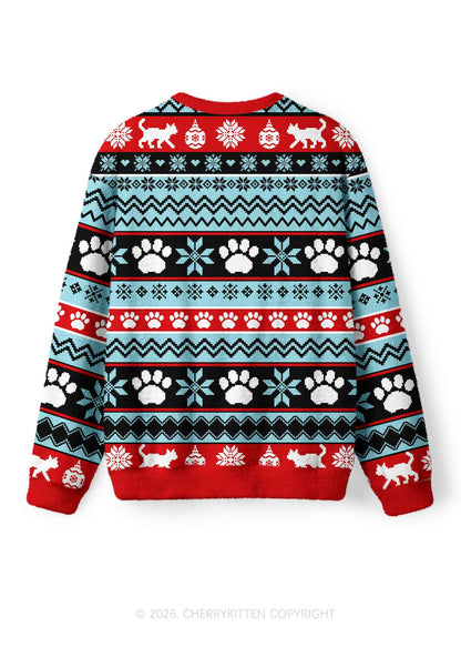 The Cat Lady Y2K Christmas Knit Sweatshirt Cherrykitten