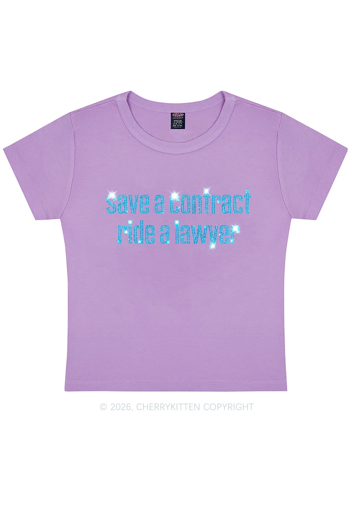 Rhinestone Ride A Lawyer Y2K Baby Tee Cherrykitten