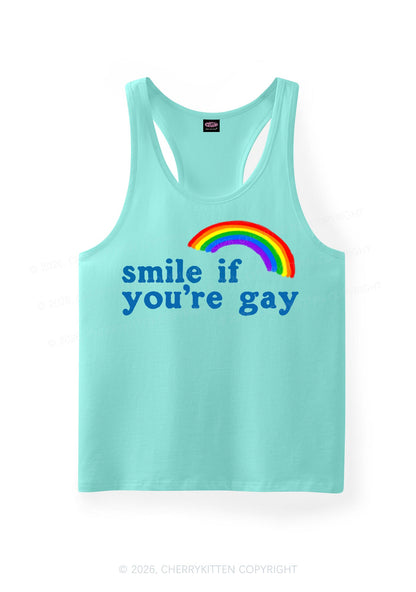 Smile If You Are Gay Pride Y2K Men Racerback Tank Top Cherrykitten