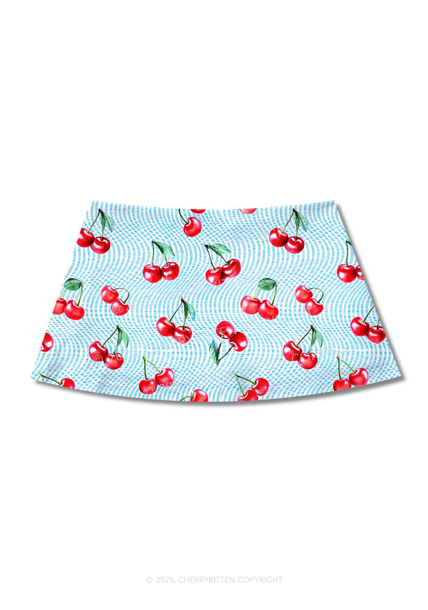 Blue Cherry Y2K Print Mini Skirt Cherrykitten