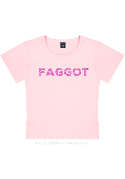 Glitter Faggot Pride Y2K Baby Tee Cherrykitten