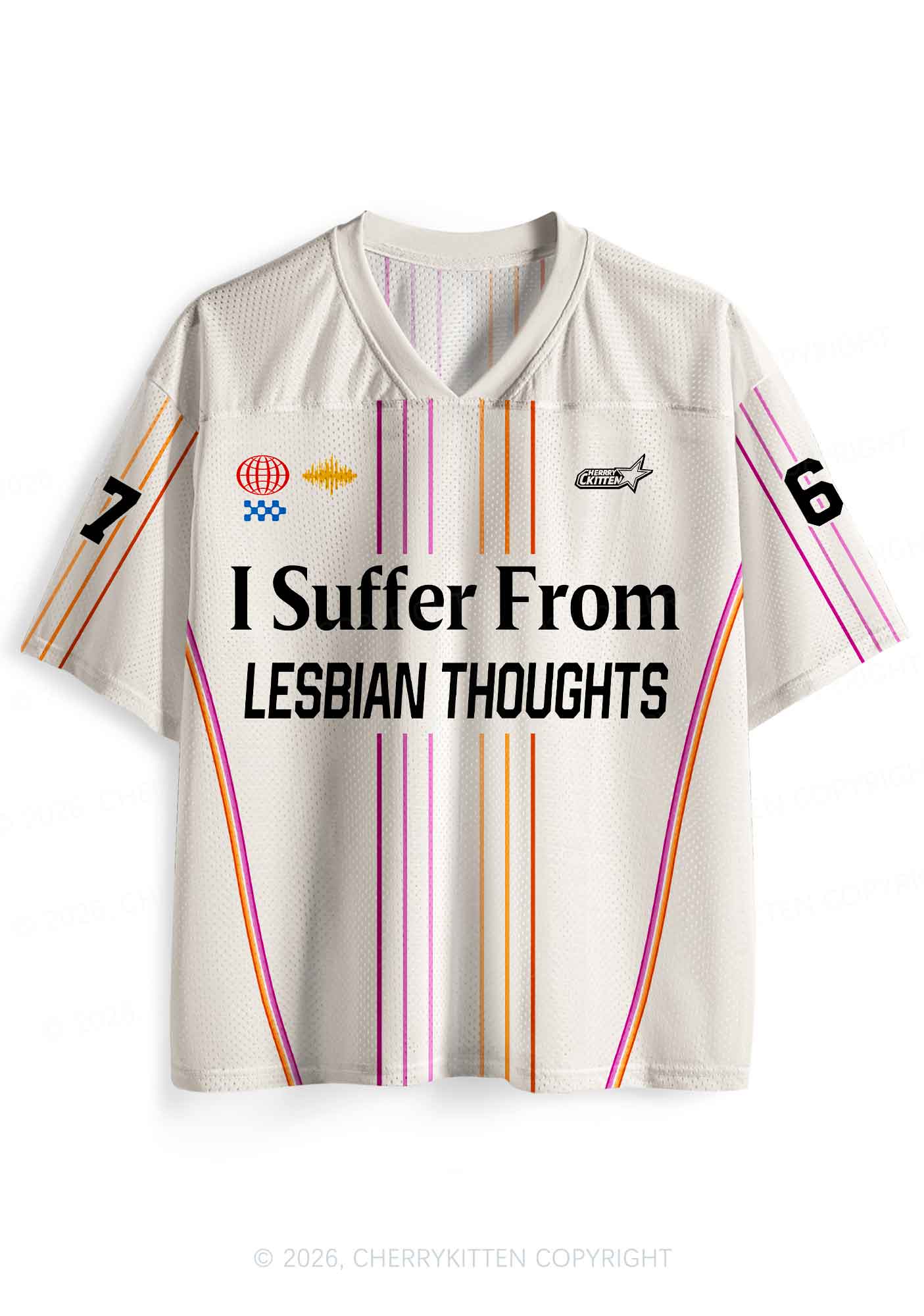 I Suffer From Lesbian Thoughts Pride Y2K Sport Jersey Shirts Cherrykitten