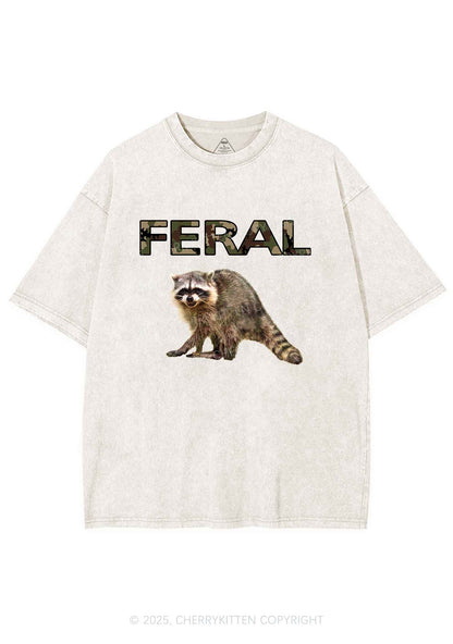 Feral Raccoon Y2K Shirts Washed Tee Cherrykitten