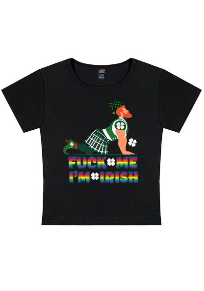 Fxxk Me Im Irish St Patricks Y2K Baby Tee Cherrykitten