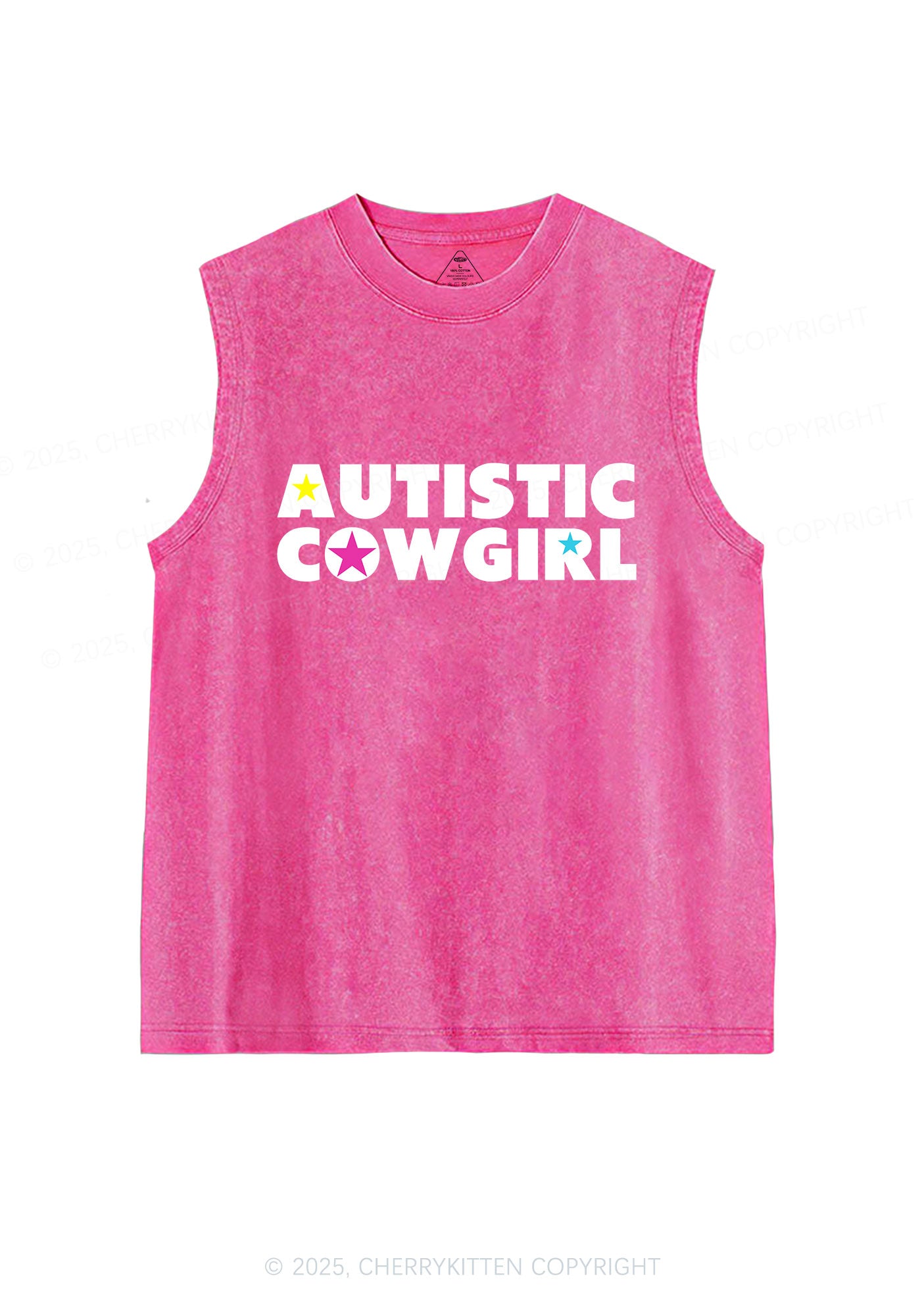 Autistic Cowgirl Y2K Washed Muscle Tank Cherrykitten