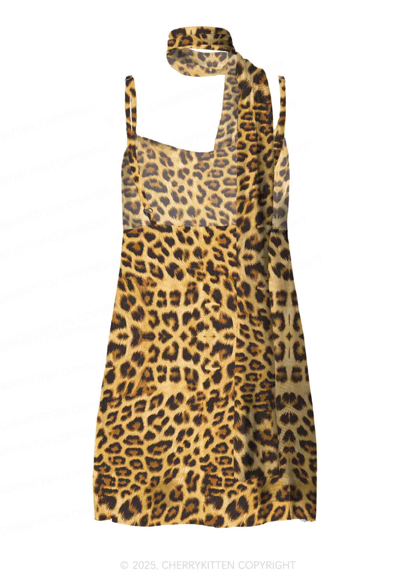 Brown Leopard Y2K Mesh Slip Dress Cherrykitten