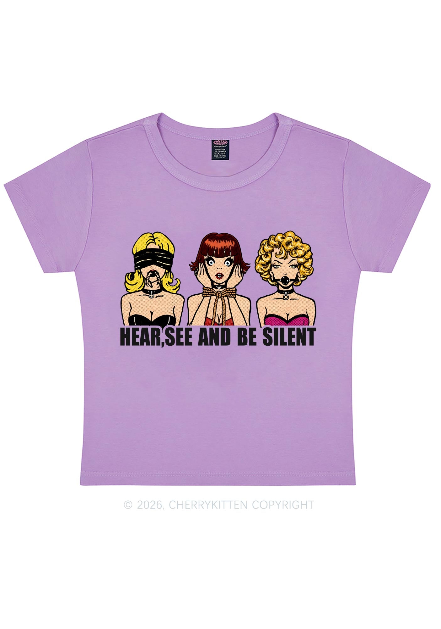 Hear See Be Silent Y2K Baby Tee Cherrykitten