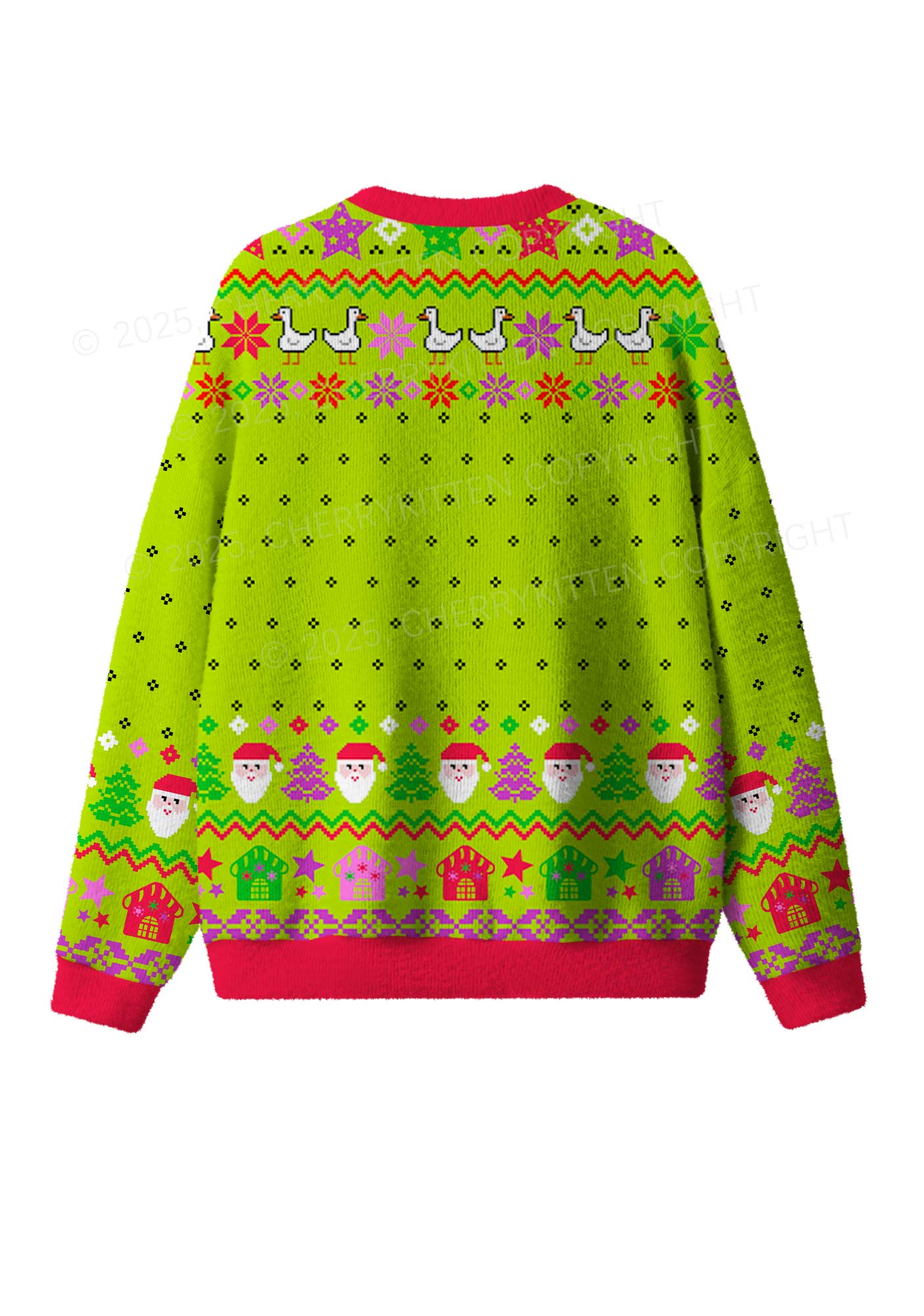 Santa Duck Y2K Christmas Knit Sweatshirt Cherrykitten