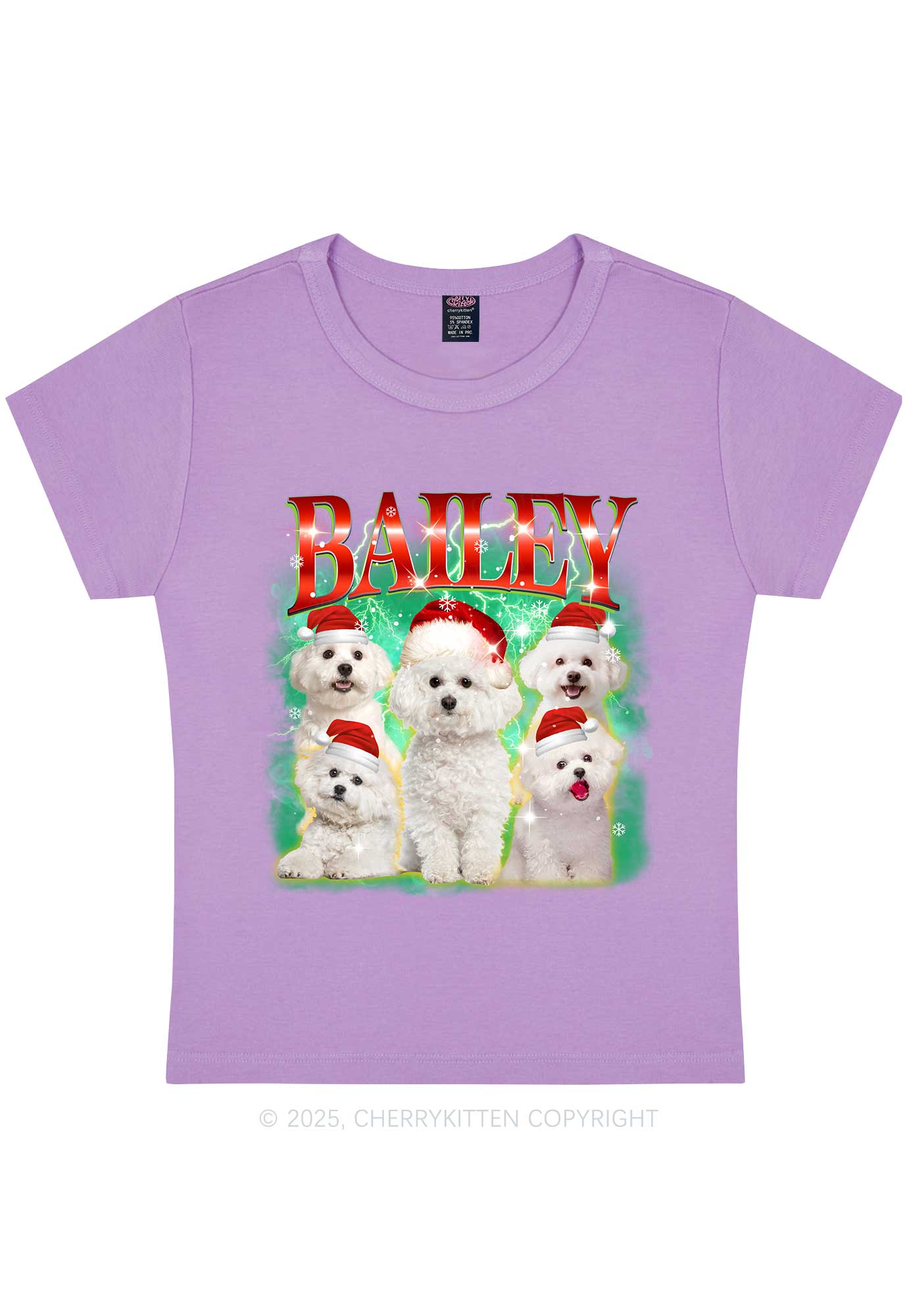 Custom Christmas Puppy Y2K Baby Tee Cherrykitten
