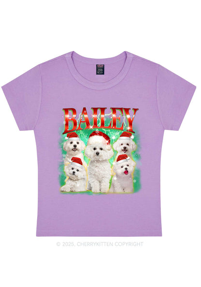 Custom Christmas Puppy Y2K Baby Tee Cherrykitten