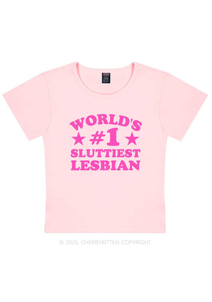 Worlds First Slxttiest Lesbian Pride Y2K Baby Tee Cherrykitten