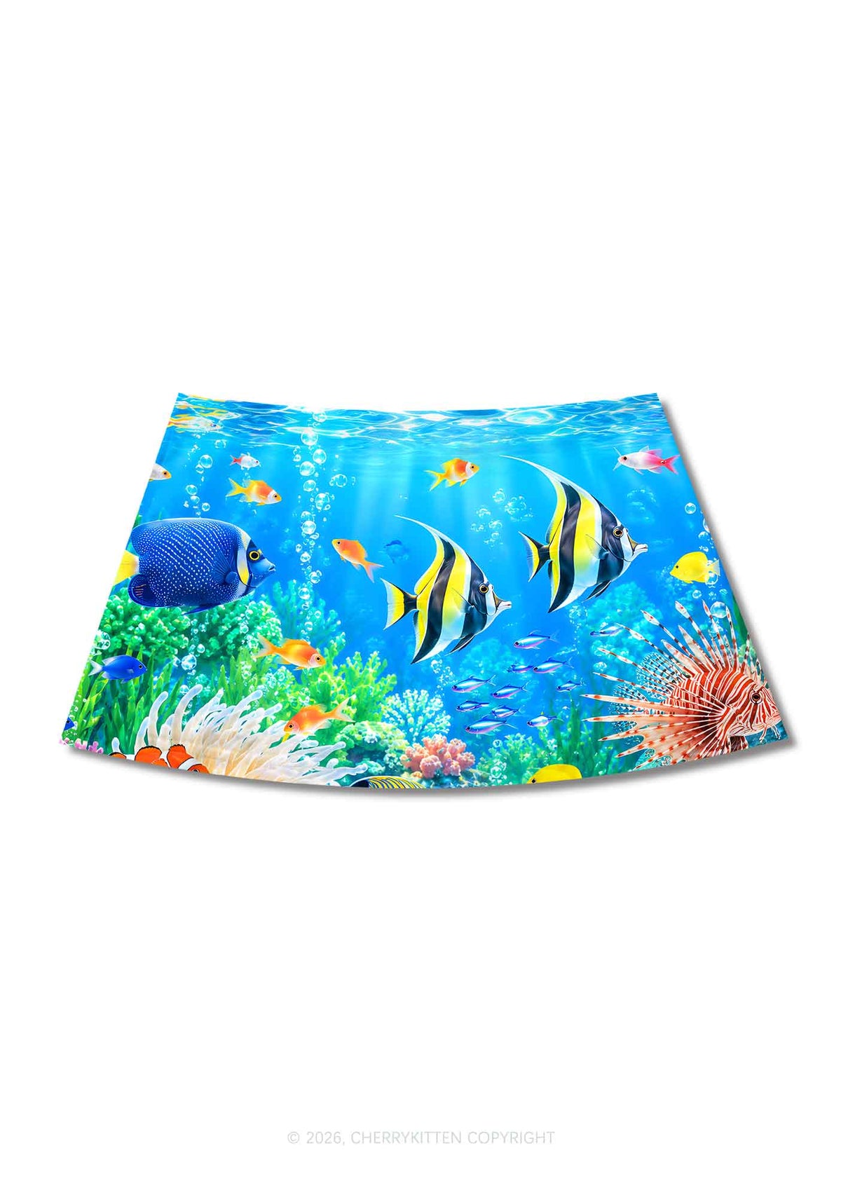 Ocean Fish Y2K Print Mini Skirt Cherrykitten