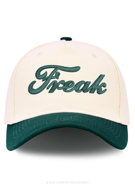 Embroidered Freak Y2K Color Block Baseball Cap Cherrykitten