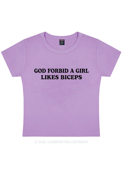 God Forbid A Girl Likes Biceps Y2K Baby Tee Cherrykitten