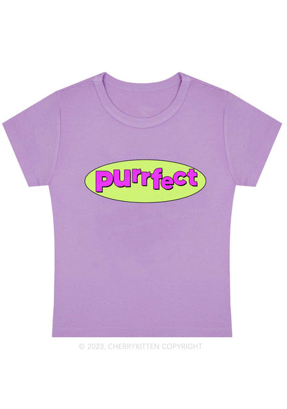 Curvy Fluorescent Purple Purrfect Baby Tee Cherrykitten