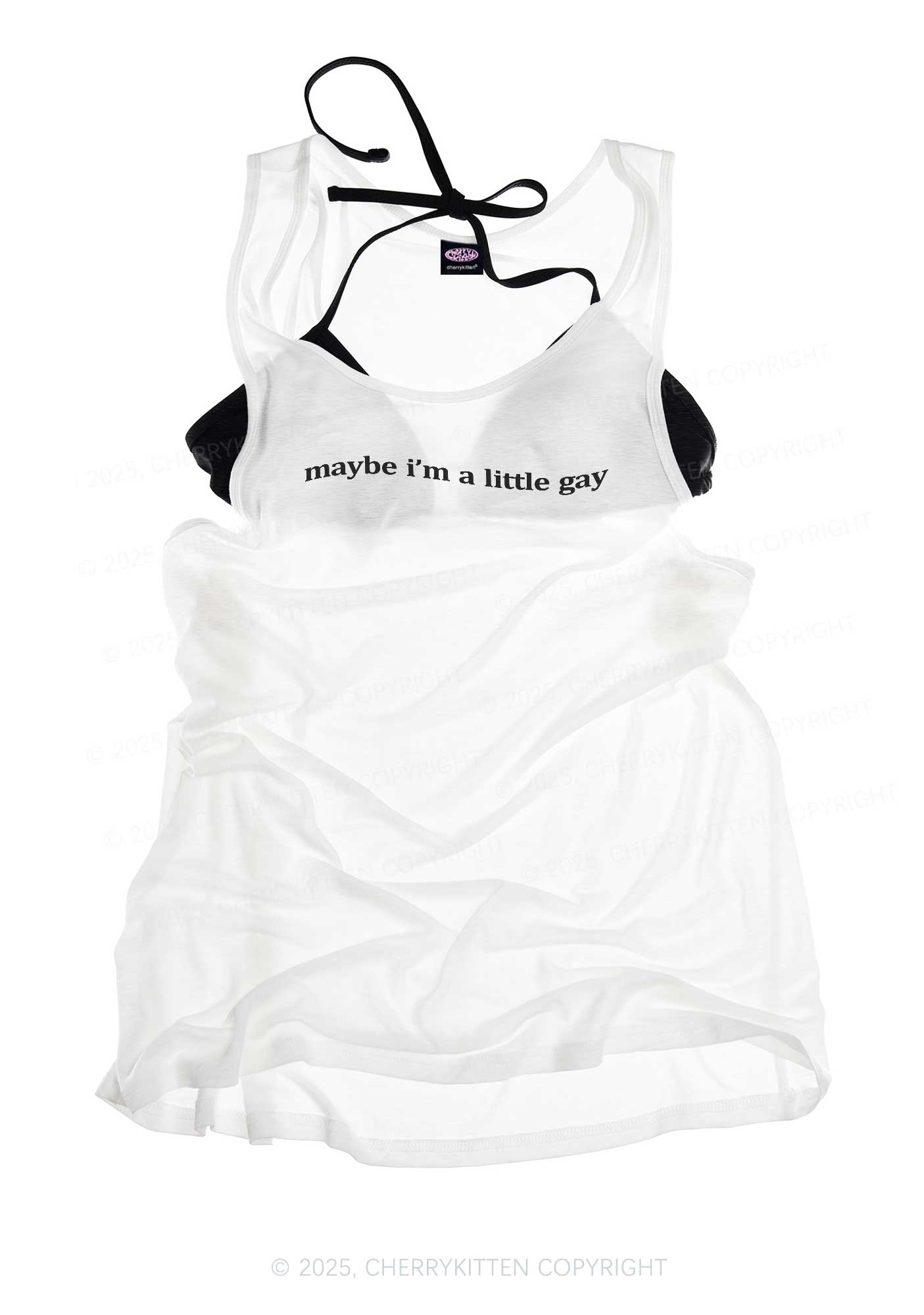 Maybe Im A Little Gay Pride Y2K Sheer Boyfriend Tank Cherrykitten