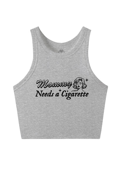 Mommy Needs Cigarette Y2K Crop Tank Top Cherrykitten
