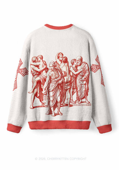 Ancient Greek Lovers Pride Y2K Knit Sweatshirt Cherrykitten