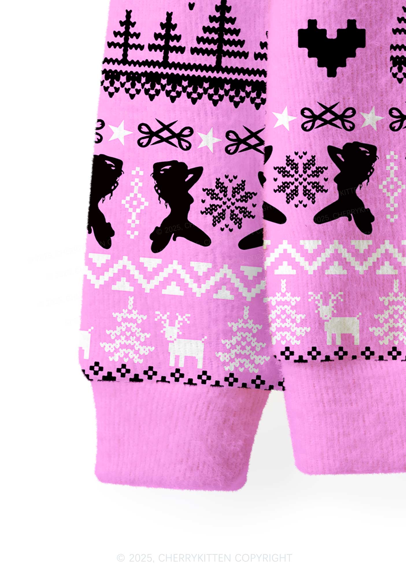 Lesbian Princess Pride Y2K Christmas Cardigan Knit Sweatshirt Cherrykitten