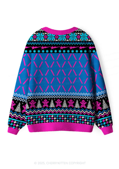 I Just Look Straight Y2K Christmas Cardigan Knit Sweatshirt Cherrykitten