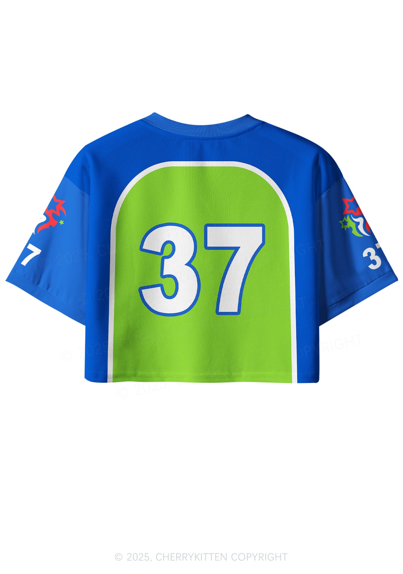 Custom Blue Big Back Town Y2K Crop Sport Jersey Shirts Cherrykitten