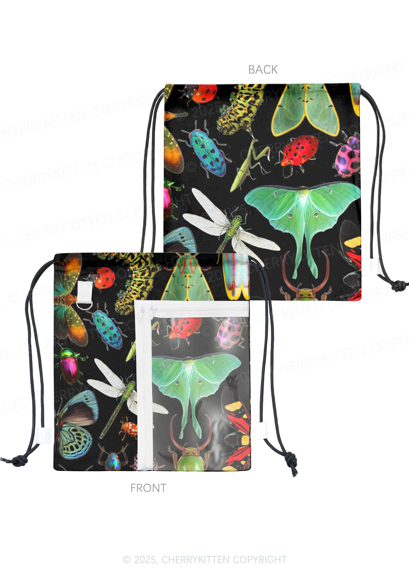 Insects Party Y2K Drawstring Itabag Backpack Cherrykitten