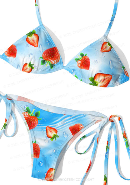 Cute Strawberry Y2K Print Bikini Set Cherrykitten
