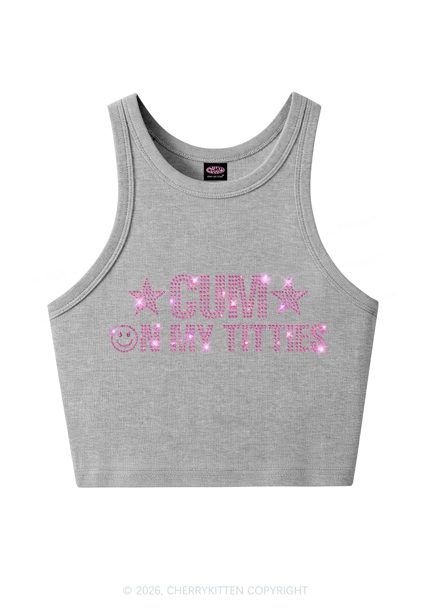 Rhinestone Cxm On My Txtties Y2K Crop Tank Top Cherrykitten