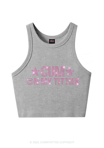 Rhinestone Cxm On My Txtties Y2K Crop Tank Top Cherrykitten
