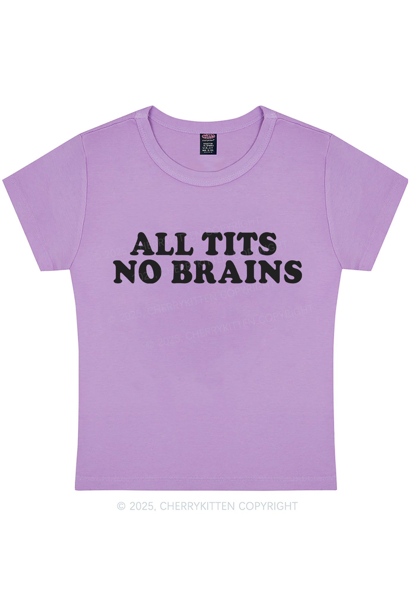 Curvy All Txts No Brains Y2K Baby Tee Cherrykitten