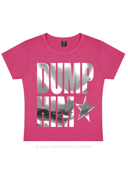 Dump Him Silver Foil Printed Y2K Baby Tee Cherrykitten