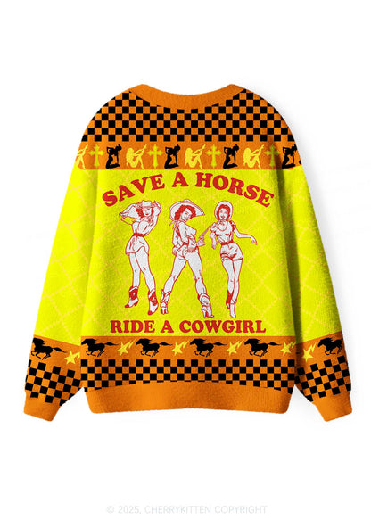 Ride A Cowgirl Pride Y2K Christmas Cardigan Knit Sweatshirt Cherrykitten