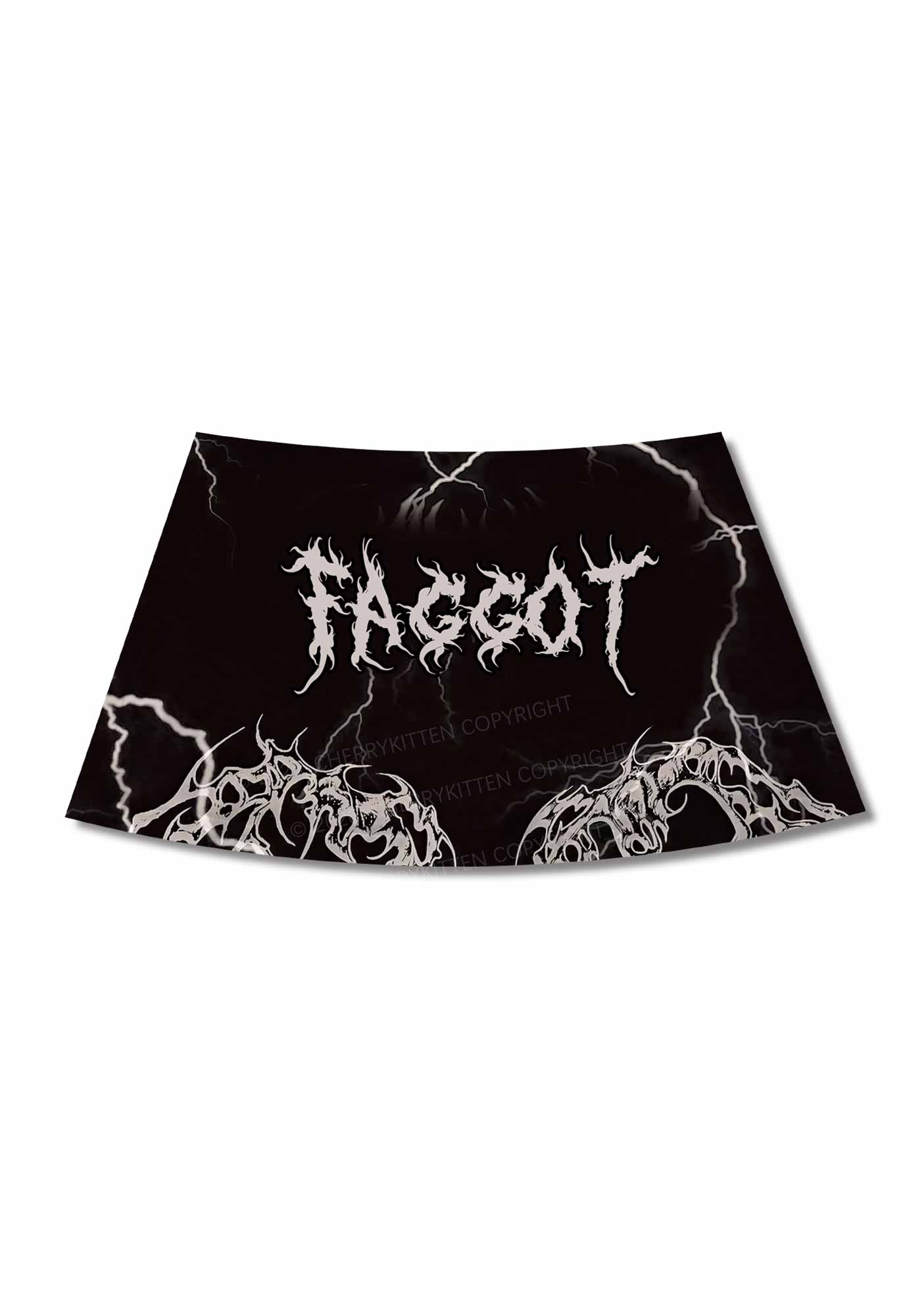 Black Gothic Faggot Pride Y2K Print Mini Skirt Cherrykitten
