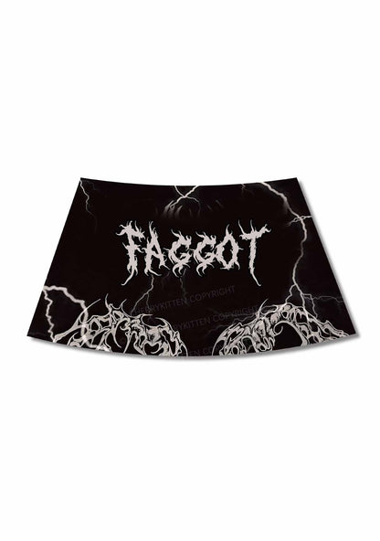 Black Gothic Faggot Pride Y2K Print Mini Skirt Cherrykitten