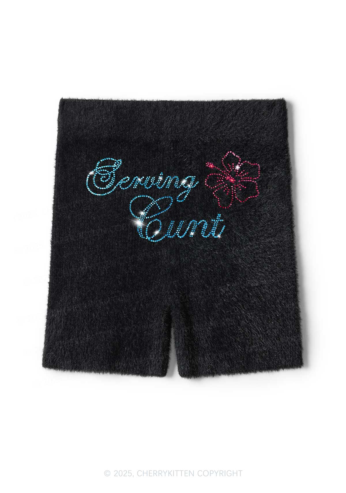 Rhinestone Serving Cxxt Y2K Fluffy Shorts Cherrykitten