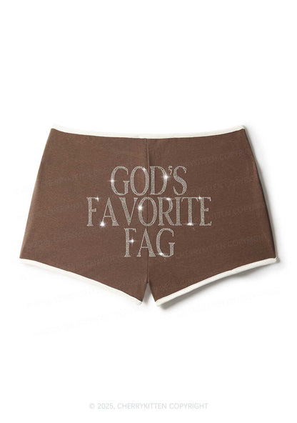 Rhinestone Gods Favorite Fag Pride Y2K Booty Shorts Cherrykitten