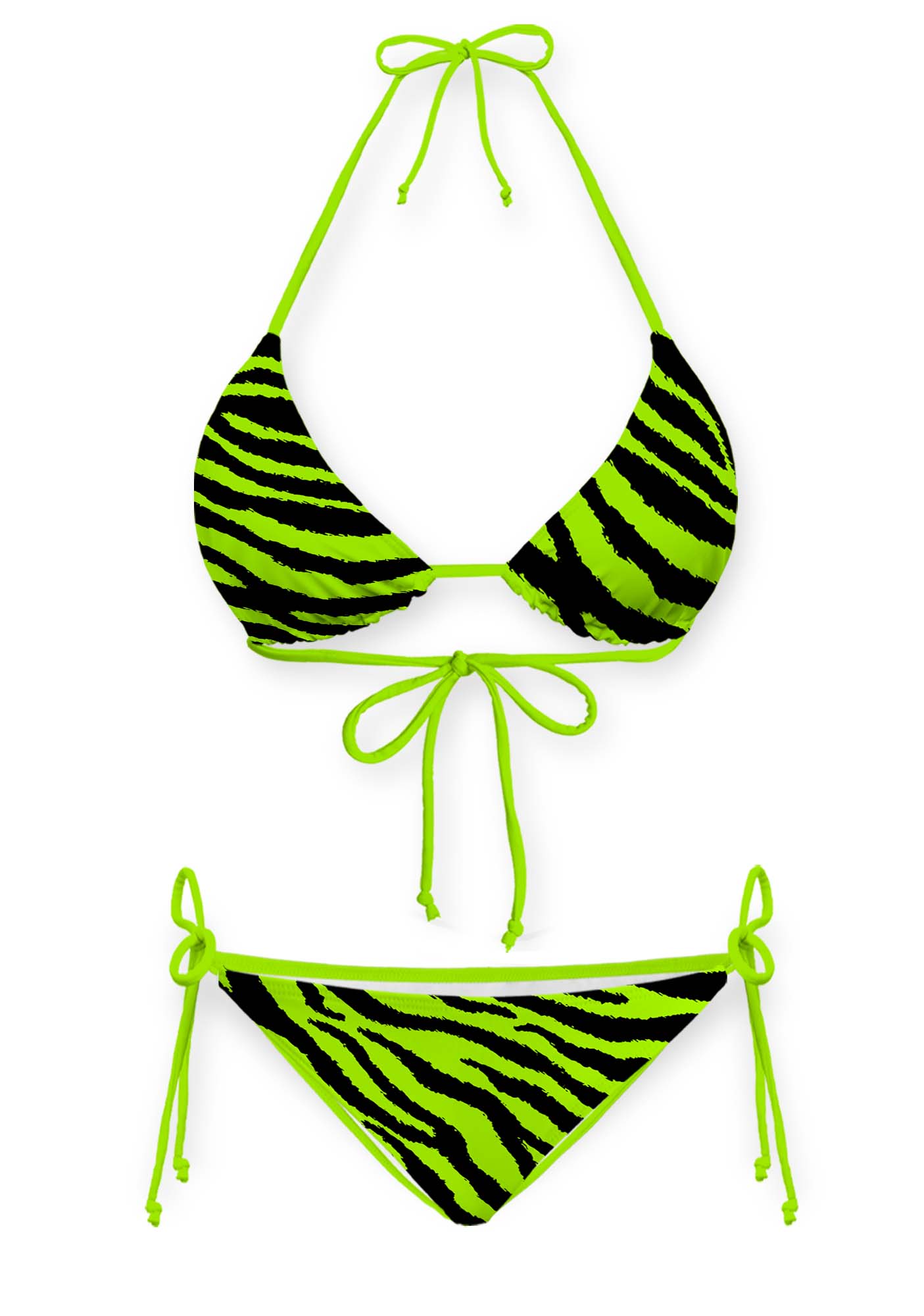 Green Zebra Y2K Print Bikini Set Cherrykitten