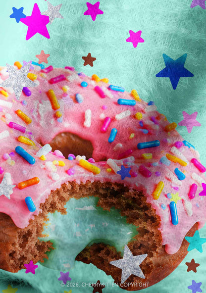 Pink Donut On Mint Green Y2K Print Knit Beanie Cherrykitten