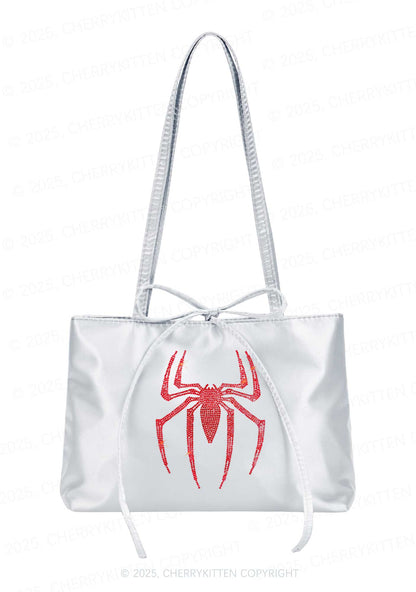 Rhinestone Red Spider Y2K Satin Bags Cherrykitten
