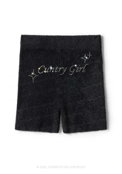 Rhinestone Cxxtry Girl Y2K Fluffy Shorts Cherrykitten