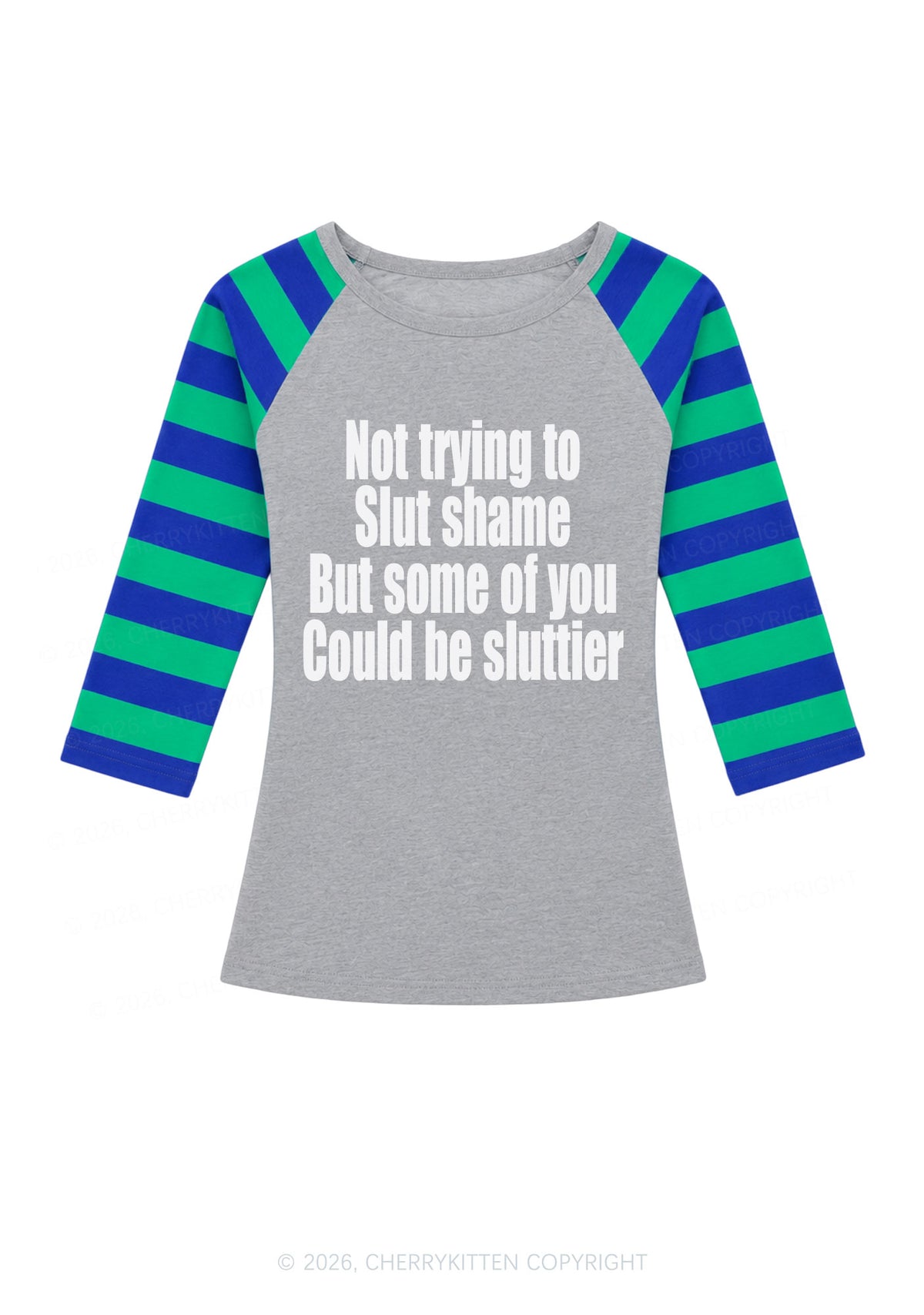 Not Trying To Slxt Shame Y2K Raglan Sleeve Crop Top Cherrykitten