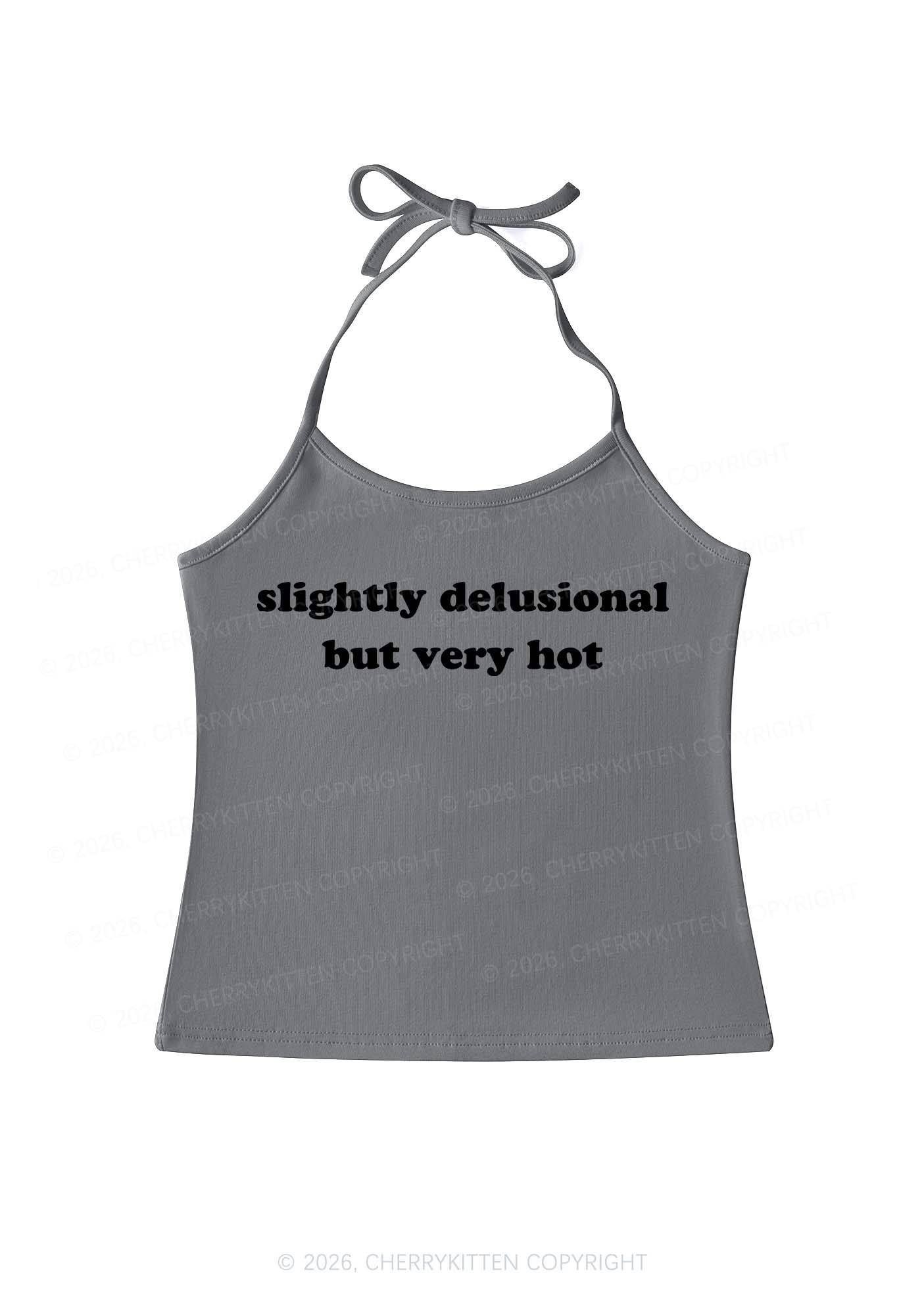 Slightly Delusional But Very Hot Y2K Halter Neck Cami Cherrykitten