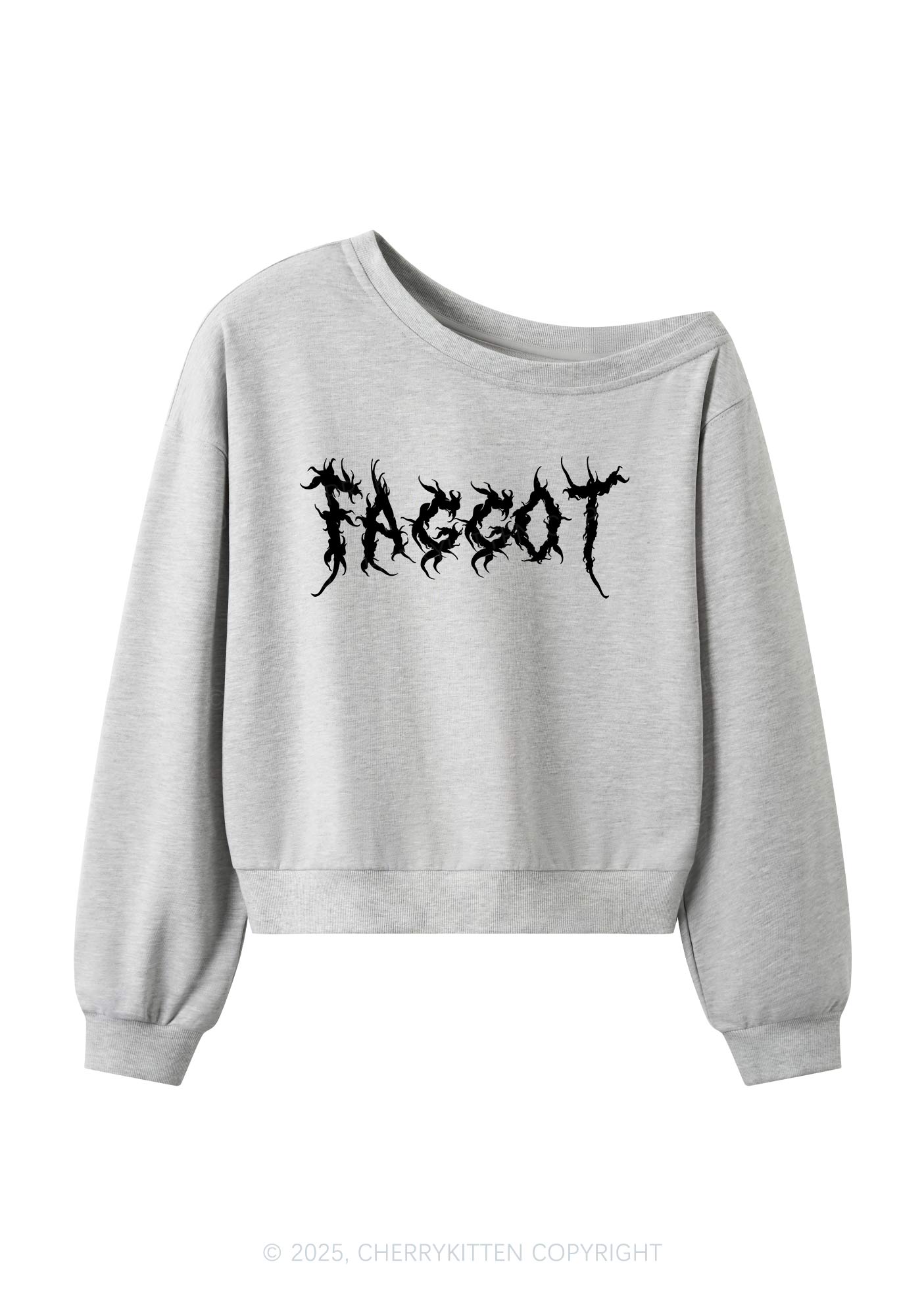 Punk Faggot Pride Y2K Off Shoulder Sweatshirts Cherrykitten