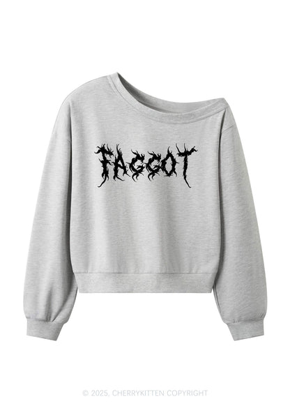 Punk Faggot Pride Y2K Off Shoulder Sweatshirts Cherrykitten