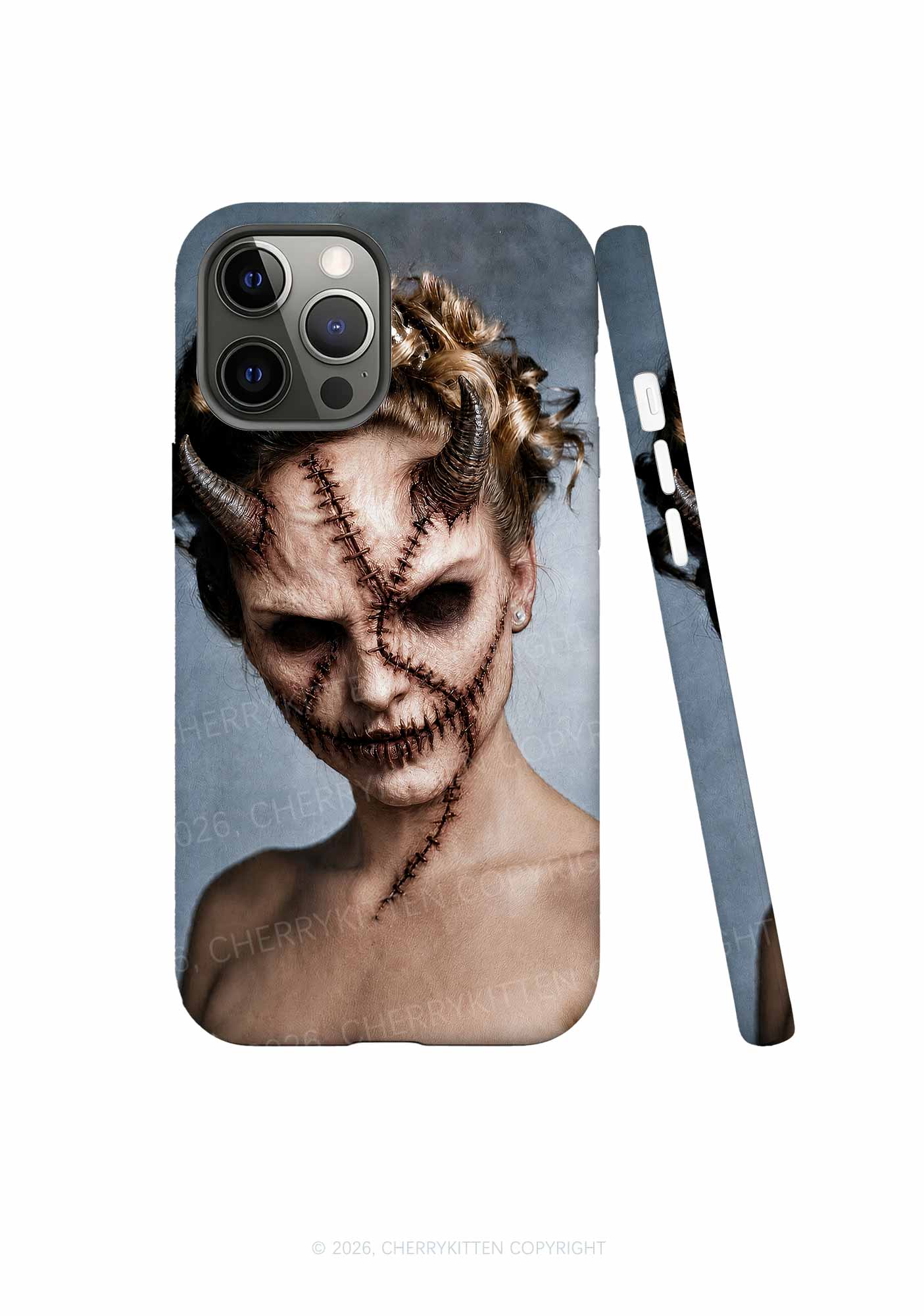 Halloween Scar Horned Demon Woman Y2K Phone Case Cherrykitten