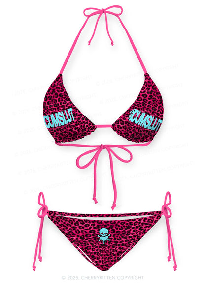 Cxmslxt Hot Pink Leopard Y2K Print Bikini Set Cherrykitten