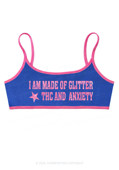Made Of Glitter Thc Anxiety Y2K Super Crop Cami Cherrykitten