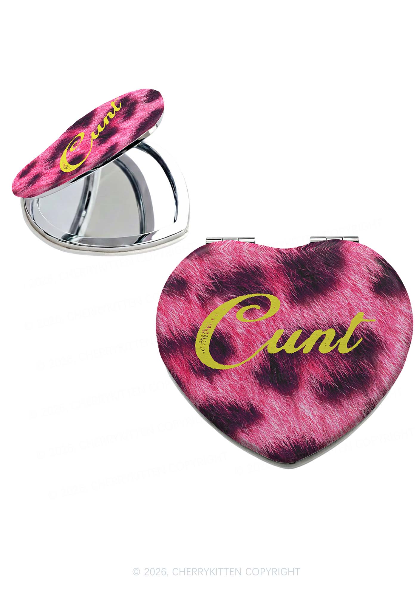 Pink Leopard Cxxt Y2K Folding Makeup Mirror Cherrykitten