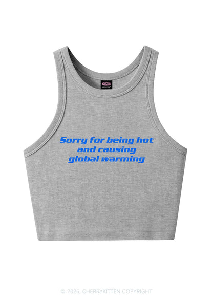 Sorry For Causing Global Warming Y2K Crop Tank Top Cherrykitten